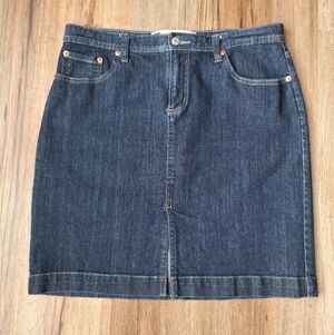 Gap Jeans Denim Mini Skirt Women's Size 12 Dark Blue Wash Stretch Cotton Blend